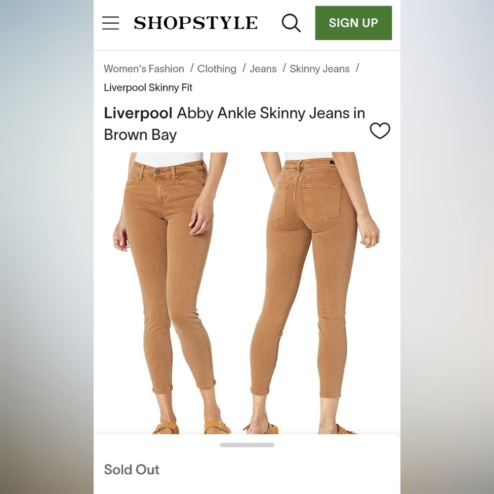 Liverpool Los Angeles The Ankle Skinny Jeans Brown Bay 4/27